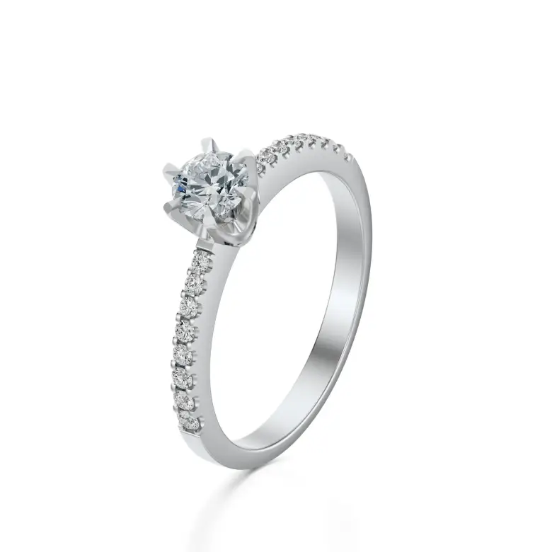 Pierścionek białe złoto z diamentami